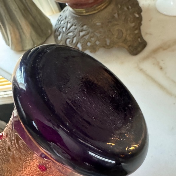 Vintage Purple & Gold Glass Decanter (Missing Stopper) - Picture 6 of 6